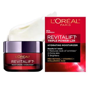 L’Oreal Paris Skincare Revitalift Triple Power Anti-Aging Face Moisturizer with Pro Retinol, Hyaluronic Acid & Vitamin C to reduce wrinkles, firm and brighten skin, 1.7 Oz