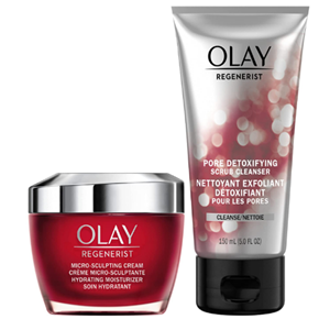 Olay Face Wash by Olay Regenerist Advanced Anti-Aging Pore Scrub Cleanser (5.0 Oz) and Micro-Sculpting Face Moisturizer Cream (1.7 Oz) Skin Care Duo Pack, Total 6.7 Ounces Packaging may Vary