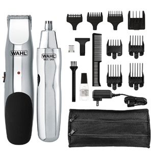 Wahl Groomsman Rechargeable Beard Trimming kit for Mustaches, Nose Hair, and Light Detailing and Grooming with Bonus Wet Dry Electric Nose Trimmer